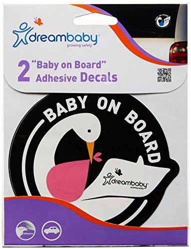 Dreambaby Pink Stork "Baby on Board" Adhesive Decal - 2 Pack Car Sticker