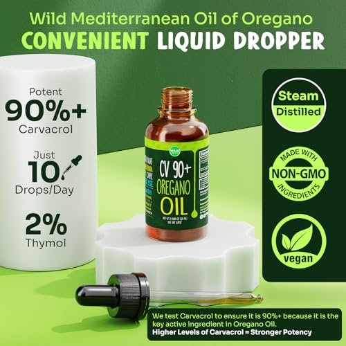 Maju Superfoods Oregano Oil Drops - High Potency 90%+ Carvacrol Mediterranean Essential Oil