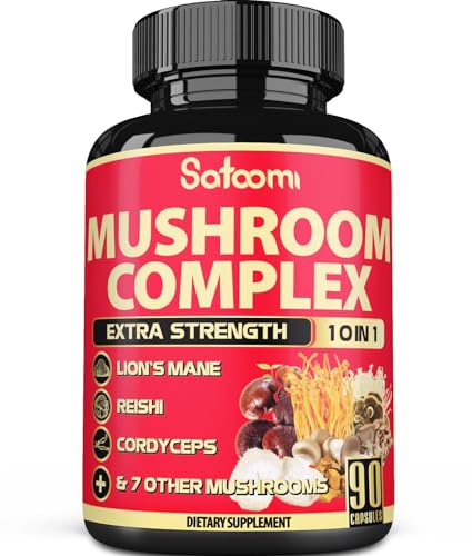 Satoomi 10in1 Mushroom Supplement Complex - 5000mg for Memory & Focus