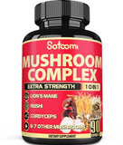 Satoomi 10in1 Mushroom Supplement Complex - 5000mg for Memory & Focus