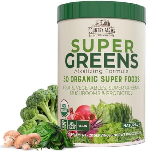 Country Farms, Super Greens, Alkalizing Formula, Unflavored, 10.6 oz (300 g)