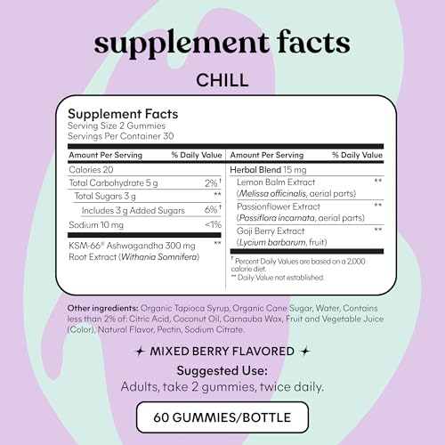 Limi Chill Stress Relief Gummies - Ashwagandha, Lemon Balm, Sleep Support (60 Count)