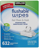 Kirkland Signature Flushable Moist Wipes - 632 Count White Fast Clean