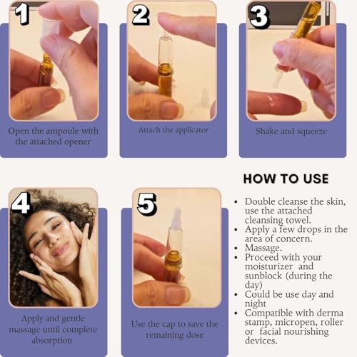 Pure Vitamin C 20% Brightening Serum Ampoules - Dark Spot & Anti-Aging Treatment (10x5ml)