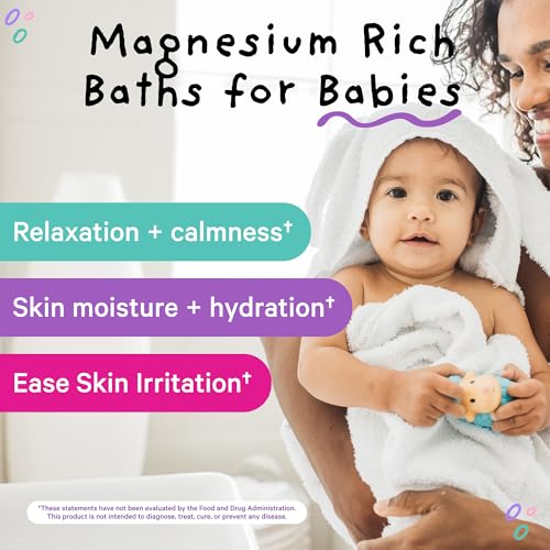 Pink Stork Baby Bath Flakes - Magnesium Bath Salts for Infants & Toddlers - 16 oz