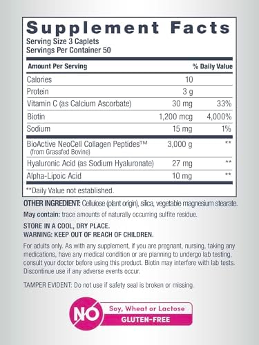 NeoCell Collagen Beauty Builder With Hyaluronic Acid and Biotin, Skin, Hair and Nails Supplement, Includes Antioxidants, Tablet, 150 Count