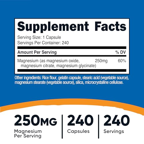 Nutricost Magnesium Complex 250mg - 240 Capsules - High Absorption Formula with Magnesium Oxide, Citrate & Glycinate - Gluten Free & Non-GMO