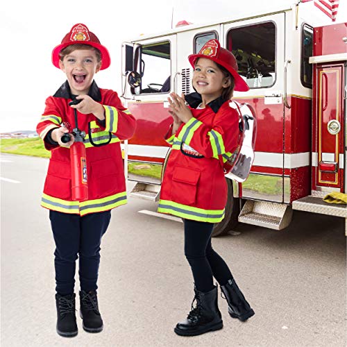 Born Toys 8 PC Premium Washable Kids Fireman Costume & Accessories Set