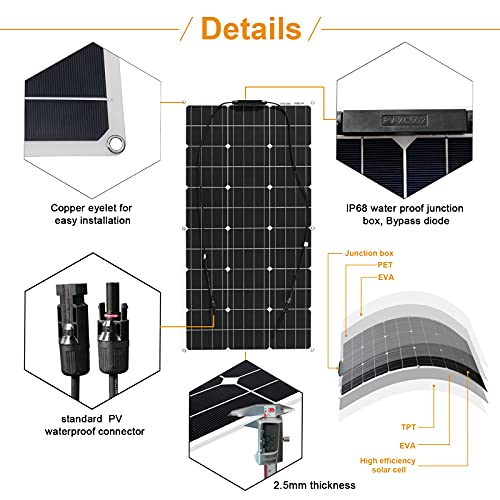 100W High Efficiency Flexible Solar Panel - Portable Hydrogen System for Boats & Camping
