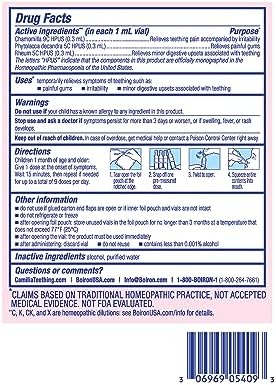 Boiron, Camilia®, Teething Relief, 1 Month+, 30 Doses, 0.034 fl oz (1 ml) Each