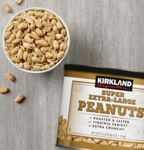 Premium Kirkland Super Extra-Large Peanuts Bundle with Silicone Collapsible Cup - 2.5 lbs Snacks & 200mL Travel Mug