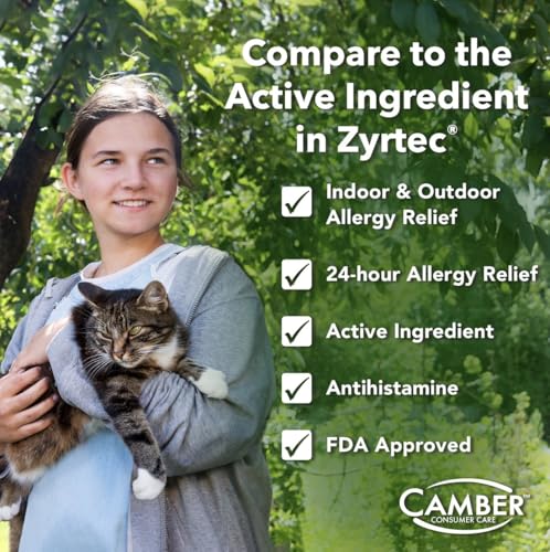 Camber Cetirizine HCI 10mg Tablets 100-Count - 24-Hour Allergy Relief Medication