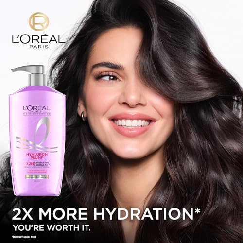 L'Oréal Paris Elvive Hyaluron Plump Hydrating Shampoo, Dehydrated Hair, 26.5 oz, Paraben-Free