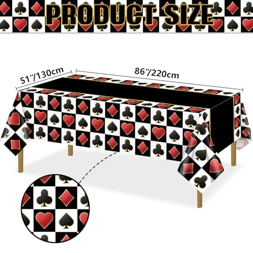 4 Pcs Black Casino Poker Tablecloths (Rectangular)