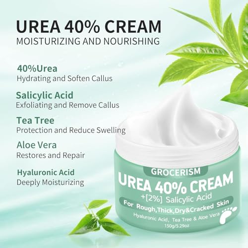 YelaJoy Urea Cream 40% + 2% Salicylic Acid - Maximum Strength Foot Cream for Callus Removal & Deep Moisturization