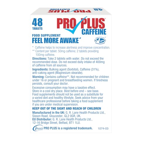 PRO PLUS 48 Sugar-Free Caffeine Tablets - Energy & Focus Supplement