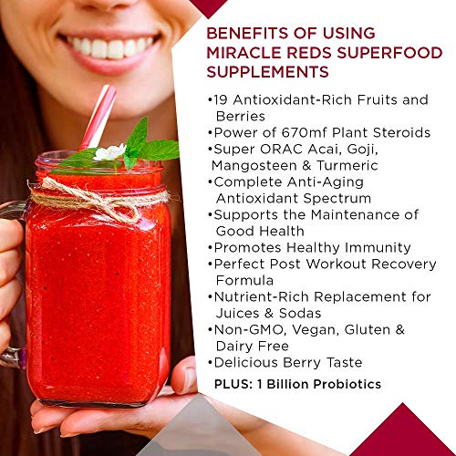 Macrolife Naturals Miracle Reds Superfood Powder - Goji Pomegranate Acai Mangosteen Blend 1.9 lbs (850 g)