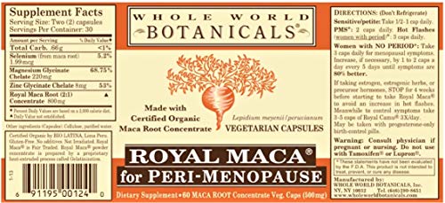 Whole World Botanicals Royal Maca for Peri-Menopause 60 Count - Hormonal Balance Support