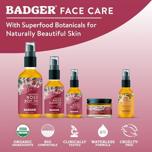 Badger Damascus Rose Organic Body Oil - Luxurious Hydration & Aroma