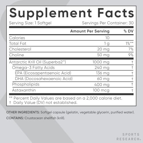 Sports Research Antarctic Krill Oil with Astaxanthin: Omega-3 Support