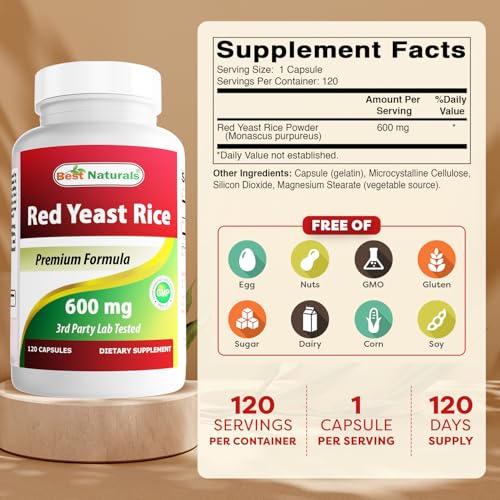 Best Naturals Red Yeast Rice 600mg - 120 Capsules
