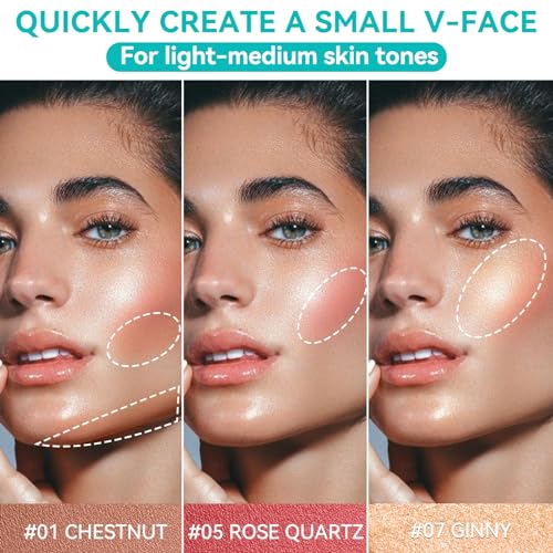 3 Pcs Cream Contour Stick Makeup Set with Brush | Bronzer, Blush & Highlighter | Long-Lasting & Waterproof