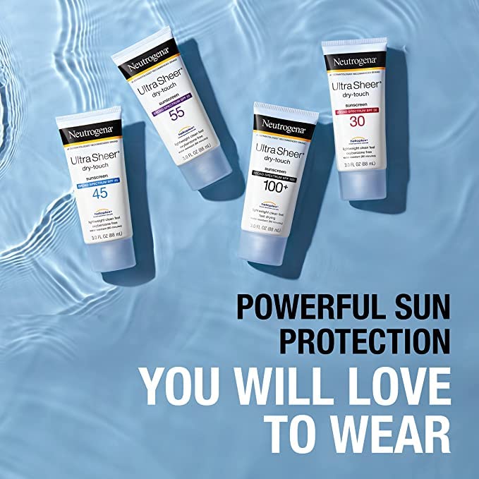 Neutrogena Ultra Sheer Dry-Touch Water Resistant Sunscreen Lotion SPF 70 - Non-Greasy, Broad Spectrum, Pack of 2 (3 fl. oz each)