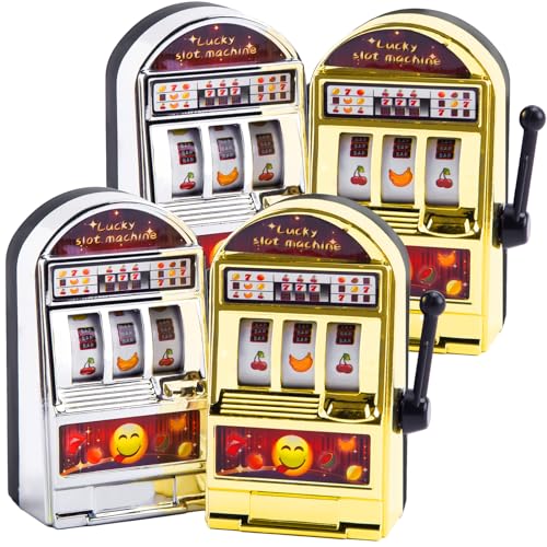 BigOtters Mini Slot Machine Toy – 4PCS Lucky Bank for Vegas Night Party Decor