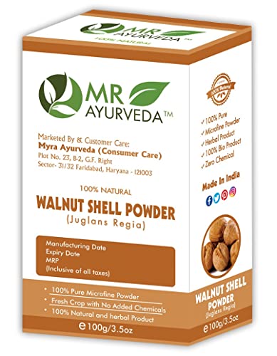 MR Ayurveda 100% Pure Walnut Shell Powder (100g) - Natural Exfoliant for Skin & Hair Scrub