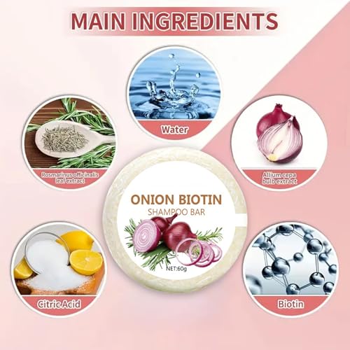 Onion Oil Shampoo Bar with Biotin & Rosemary Extract - Deep Cleansing Hair Growth Soap