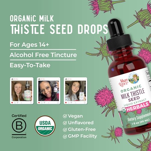 MaryRuth Organics Milk Thistle Seed Liquid Drops - Sugar Free, USDA Organic, Vegan, Gluten Free - 30 Servings (1 Fl Oz)