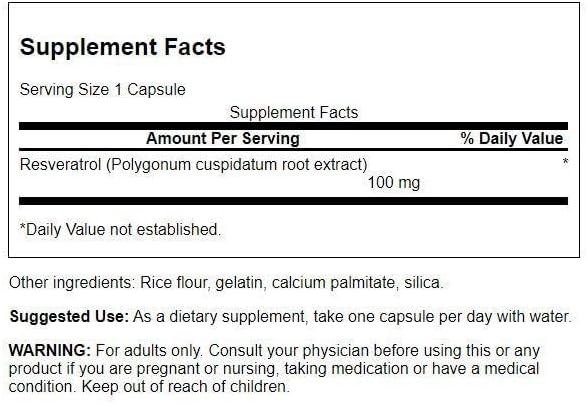 Swanson Resveratrol Cardiovascular Health (100mg, 30 Capsules) .