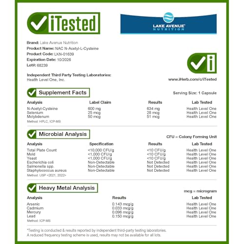 California Gold Nutrition N-Acetyl-L-Cysteine (NAC) with Molybdenum & Selenium, 120 Capsules