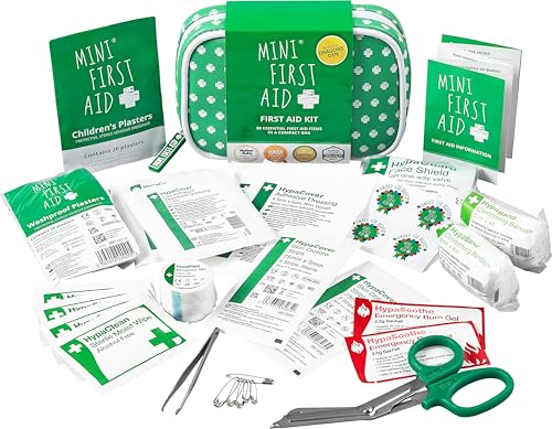 Mini First Aid Kit - 90-Piece Complete Kids First Aid Kit with Plasters, Bandages, Burn Gel & Medical Tools - Portable Safety Kit for Car, Home, Office, Travel & Camping