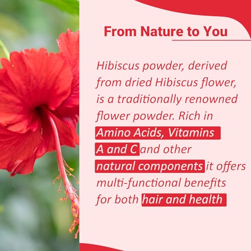 USDA Certified Organic Hibiscus Powder - 100% Pure & Natural for Hair, Skin & Health - 8 Oz (227g) - Resealable Ziplock Pouch
