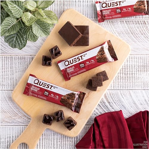 Quest Nutrition Chocolate Brownie Protein Bar, High Protein, Low Carb, Gluten Free, 12 Count