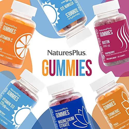 NaturesPlus Turmeric Curcumin Gummies with Ginger & Black Pepper - Peach Flavor - 60 Count