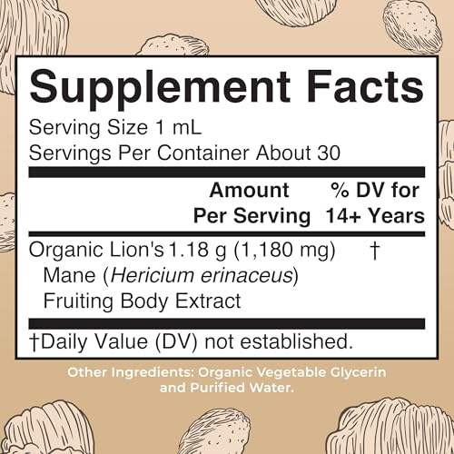 MaryRuth Organics Lions Mane Mushroom Supplement | USDA Organic | 1 oz
