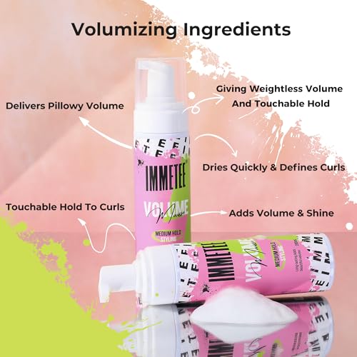 Immetee Volumizing Mousse for Fine Hair - Lightweight & Frizz Control 200ml
