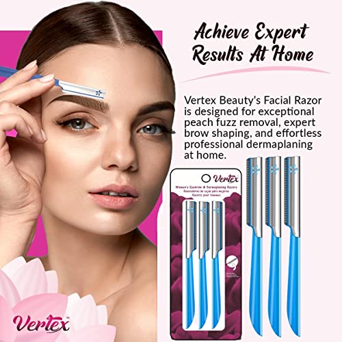 Vertex Facial Razor Hair Removal - Dermaplaning Tool Peach Fuzz Remover for Women (Blue)