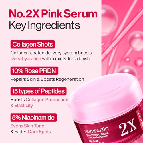 numbuzin No.2X Rose PDRN Collagen 2X Plumping Serum – Hydrating Firming Serum