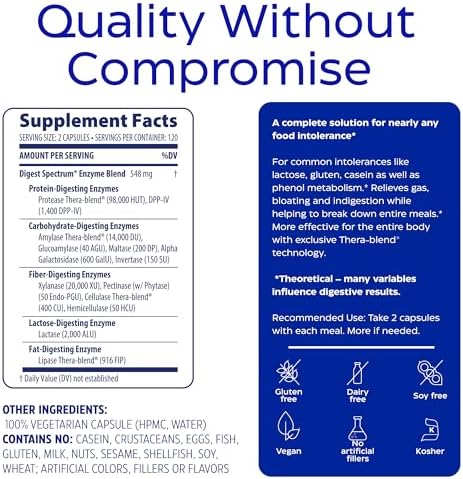 Enzymedica Digest Spectrum: Broad-Spectrum Digestive Enzyme Support - 240 Capsules