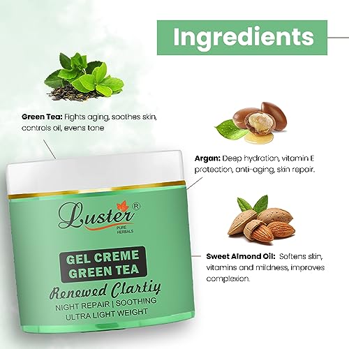 Luster Green Tea Gel Crème (Renewed Clarity) - Pack of 2, 100g Each