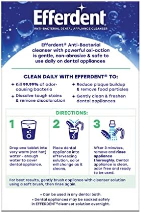 Efferdent Retainer Cleaning Tablets, Denture Cleanser Tablets for Dental Appliances, Fresh & Clean, Minty Fresh, 90 Tablets