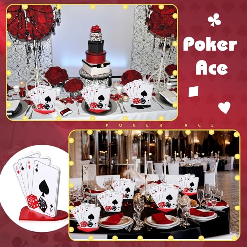 Chunful 4 Sets Casino Party Centerpieces - Wooden Casino Theme Tabletop Decor Kit with Poker Party Table Decorations