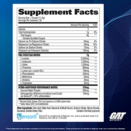 GAT Sport Flexx EAAs + Hydration Supplement, Beach Blast, 30 Servings