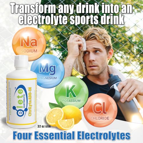 Elete Citrilyte Electrolyte Hydration Drops - Natural Lemon Flavor | Muscle Cramp Relief | 32 oz
