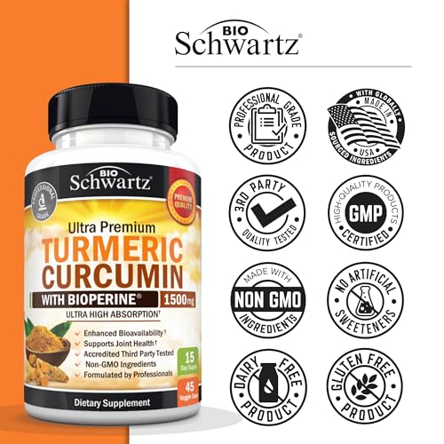Turmeric Curcumin 1500mg with Black Pepper - 95% Curcuminoids - 45 Capsules