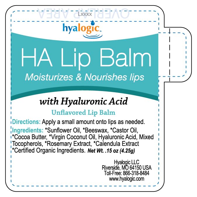 Hyalogic HA Lip Balm - Hyaluronic Acid & Coconut Oil - Unflavored - 1 Stick