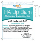 Hyalogic HA Lip Balm - Hyaluronic Acid & Coconut Oil - Unflavored - 1 Stick